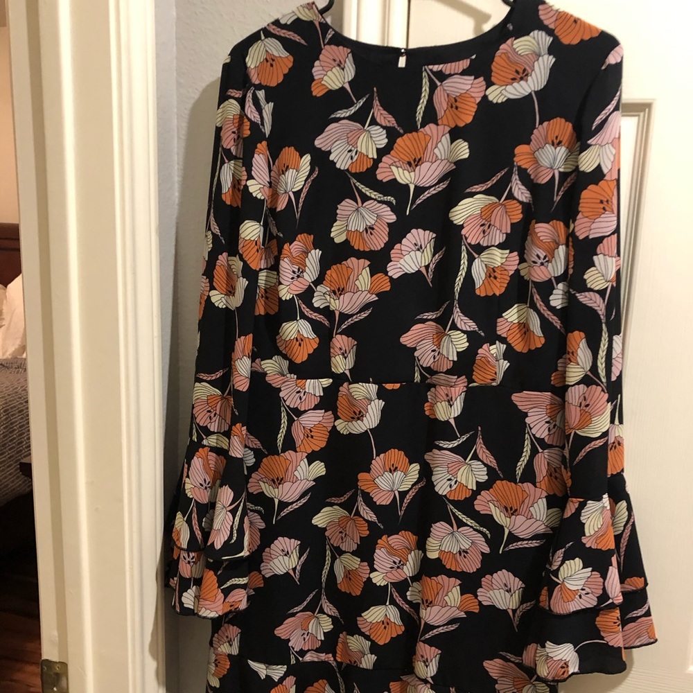 Floral dress with bell sleeves